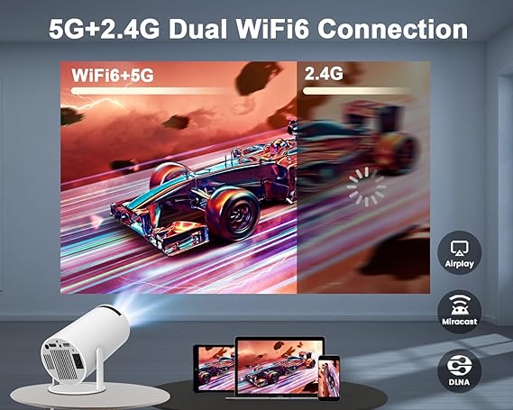 Smart Mini Projector – 200" Screen, 4K Support, WiFi & Bluetooth