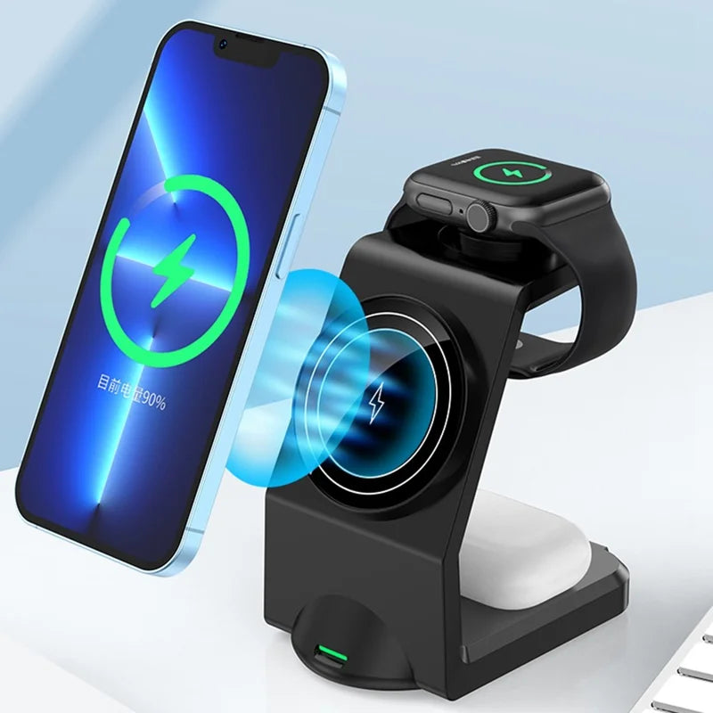 3-in-1 Magnetic Wireless Charger Stand - side view