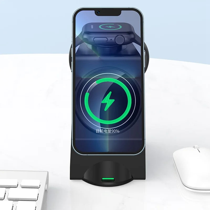 3-in-1 Magnetic Wireless Charger Stand - charging Apple Watch