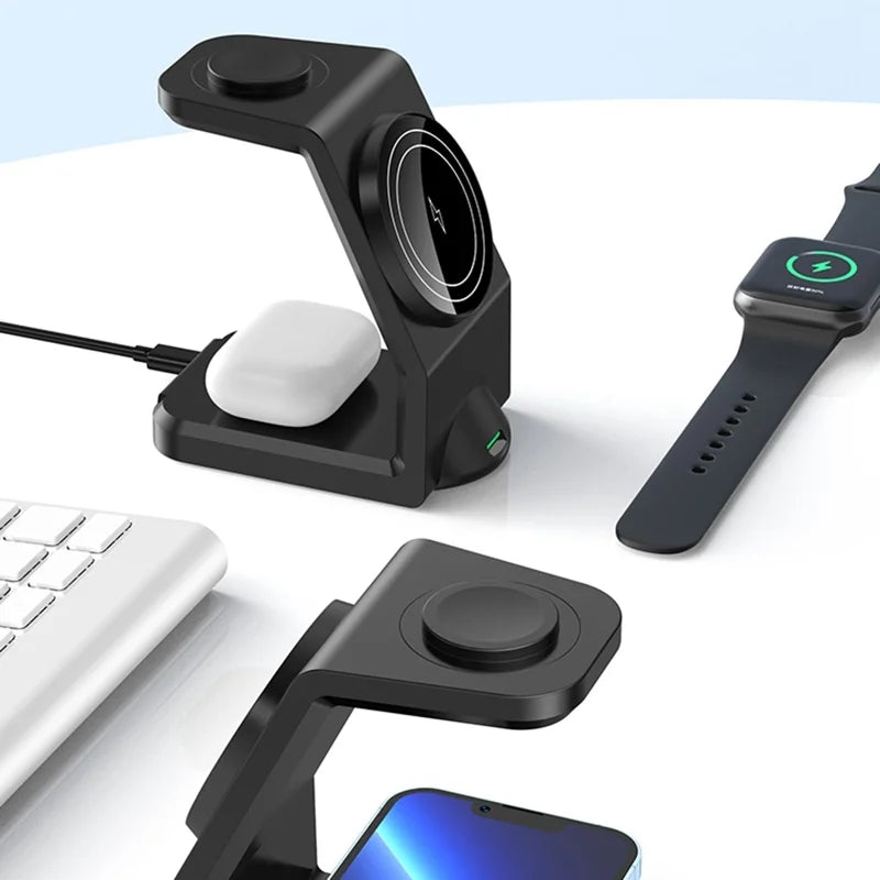 3-in-1 Magnetic Wireless Charger Stand - charging AirPods