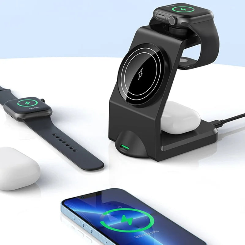 3-in-1 Magnetic Wireless Charger Stand - all devices charging